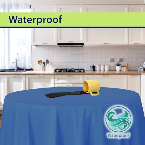 Image of Party Dimensions Blue Disposable Plastic Tablecloth for Round Tables (36 Pack) Table Cloths for Parties, Events & Weddings, Indoors & Outdoors, 84 inches, Plastic Table Cover
