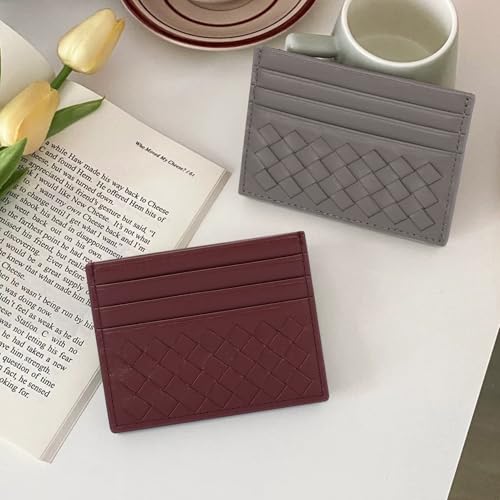 Image of Unaone Slim Minimalist Wallet - Credit Card Holder, Leather Front Pocket Wallet Card Case for Men & Women, Burgundy