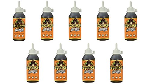 Gorilla Original Waterproof Polyurethane Glue, 8 ounce Bottle, Brown, (Pack of 9)