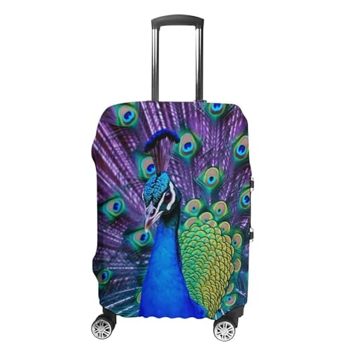 Beauty Peacock Luggage Cover, Washable Elastic Suitcase Cover Protector Fit 18-32 Inch Luggage