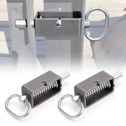 YIBEICO Heavy Duty Trailer Gate Latch Weld-On 5/8 Spring Latch Assembly with Plain Tube 2 Packs Spring Loaded Latch Pin Universal Long Spring Lock Steel Latch for Trailer