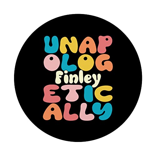 Finley Personalized Name Groovy Unapologetically Finley PopSockets Swappable PopGrip, Black - Image 3