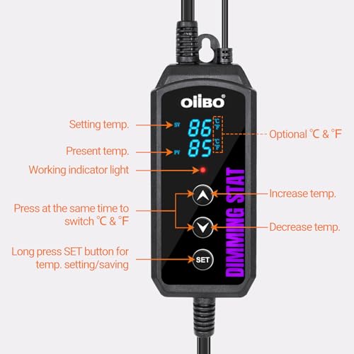 Oiibo TC07 Digital Heat Mat Thermostat, Pid Reptile Heat Lamp Dimming Thermostat Heating Pad Temperature Controller thumb #3