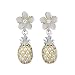 Sterling Silver with 14kt Yellow Gold Plated Accents Plumeria and Pineapple Dangle Earrings