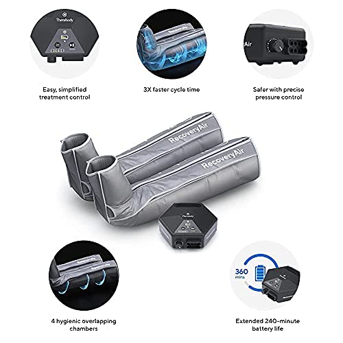 Therabody RecoveryAir PRO - Botas de masaje de aire por compresión de pies y piernas totalmente personalizables para la circulación y la recuperación deportiva (Small - 2nd Gen)