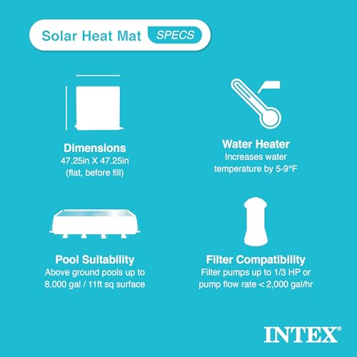 Intex Solarheizungsmatte für oberirdische Schwimmbecken, 119,4 x 119,4 cm