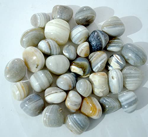 Image of Natural Banded Pebbles Stones for Decoration, Plants Pots, Table Decor, Home Decor (900 Grams, Natural Banded)