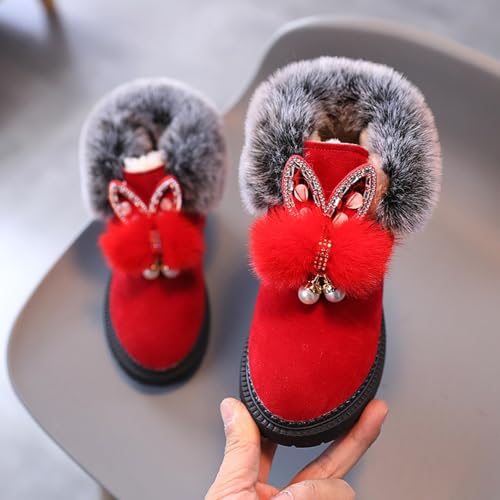Children's Snow Boots Winter New, Flat Girls Princess Cotton Shoes, Fashion Thickened Padded Short Tube Baby Boots4