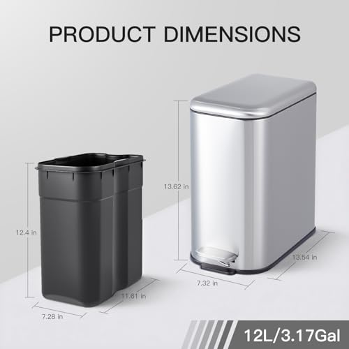 Papelera delgada GarveeTech 12 litros acero inox. miniatura 7
