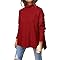 Newshows Oversized Sweater Women Fall Winter Turtleneck Long Sleeve Knit Sweater Casual Cozy Chunky Pullover Tops Clothing Dark Red,S