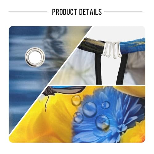 Capa para corte de cabello profesional impermeable con flores azules y amarillas, con cierre ajustable de broche, para peluquería y barbería miniatura 4