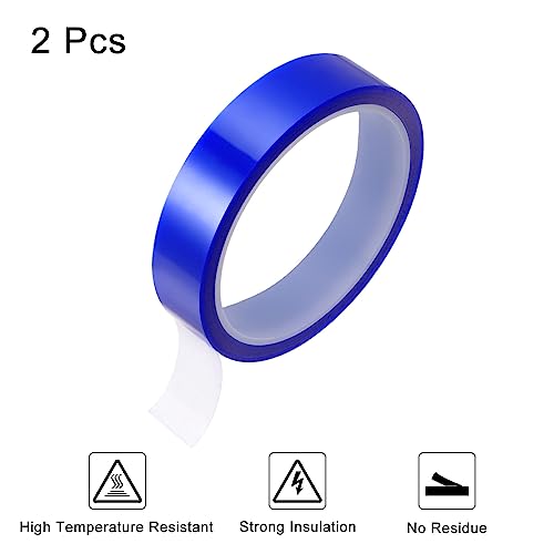 Image of HARFINGTON 2 Rolls Heat Tape High Temperature Heat Resistant Tape 20mmx33m(108ft) Sublimation Thermal Heat Transfer Tape for Sublimation Press No Residue, Blue