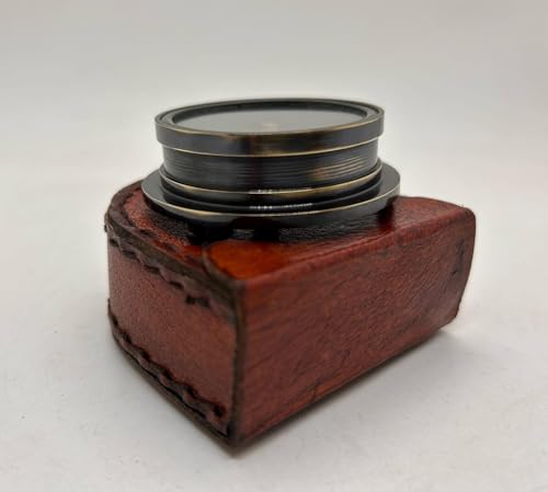 Brújula de bolsillo náutica de latón de 2 x 1.7 pulgadas con estuche de cuero, herramienta de orientación para senderismo, camping y navegación al aire libre miniatura 7