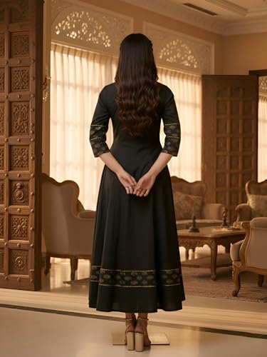 Image of Yash Gallery Women's Cotton Relaxed Fit Anarkali Kurta