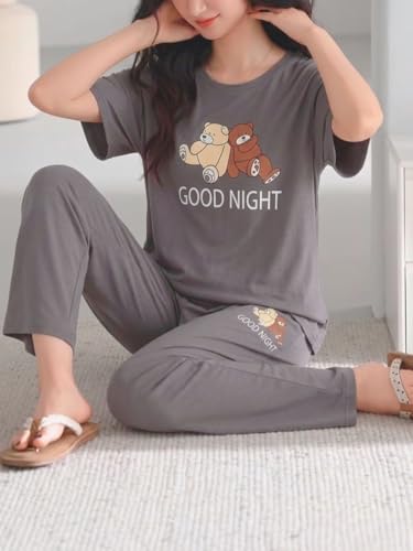 Image of SMOWKLY Women's Premium Stylish Cute Print Top with Pajama Comfy Loungwear
