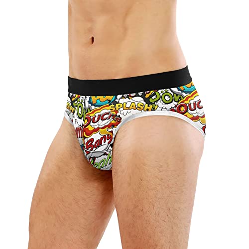 Men's Underwear Briefs Comfort Soft Stretch Classic Fit Comic Speech Bubbles Briefs with Contour Pouch4