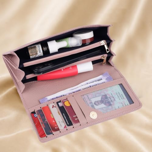 Image of Steve Jhonson Leather Wallet for Women - Mini Hand Purse with Card Holder - Women Stylish Clutch Purse - Cute Mini Ladies Wallet for Daily Use - Fancy Ladies Purse with Slim Design (Peach)