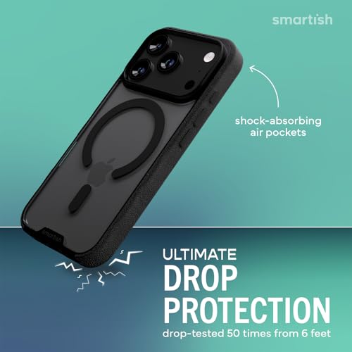 Image of Smartish iPhone 17 Pro MagSafe Clear Case + Crossbody Lanyard Strap - Magnetic Slim Case - Anti-Yellow Thin Grip Cover + Detachable Shoulder Neck Strap for Apple iPhone 17 Pro - Clearly Clear