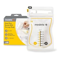 Medela Easy Pour Disposable Breastmilk Storage Bags, Pack of 50, 210 ml, Leakproof Design with Milk Protection, Zip Seal Closure, Made Without BPA