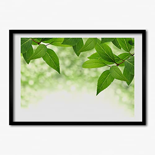 Cadre en bois moderne Tulup 70x50 cm avec peinture décorative de feuillage vert haut de gamme