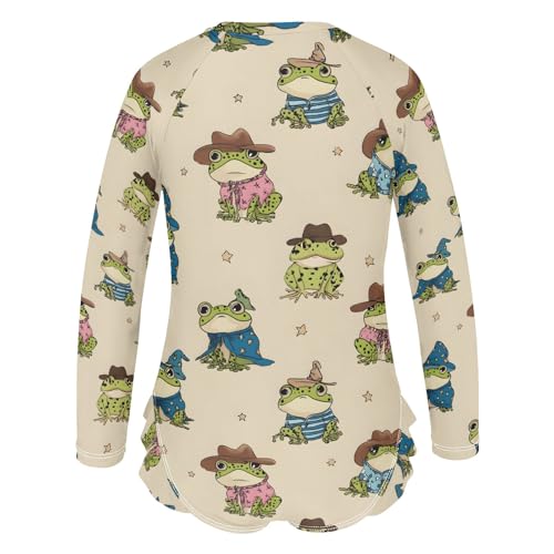 ALAZA Toddler Swimsuit Girl Bathing Suit Swimwear Rash Guard Ugly Frog Long Sleeve 3T3