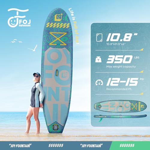 Image of Inflatable Paddle Board,10.8'x31.5 inchx6 inch Stand Up Paddle Boards,Premium SUP Board Paddle with Removable Fin, Floating Paddle, Hand Pump, Waterproof Bag for Adults & Youth