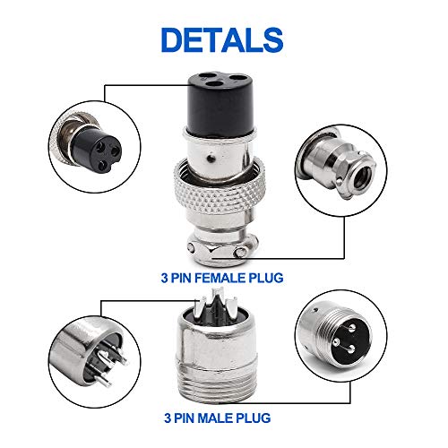 Conector de aviación GX16-3P metálico 3 pines impermeable miniatura 5