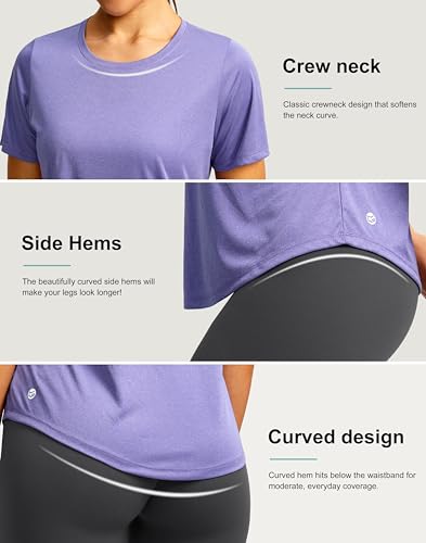 Image of Women's Short Sleeve Workout Shirts UPF 50+ Sun Protection T-Shirts Quick Dry Breathable Gym Running Hiking Tops for Women
