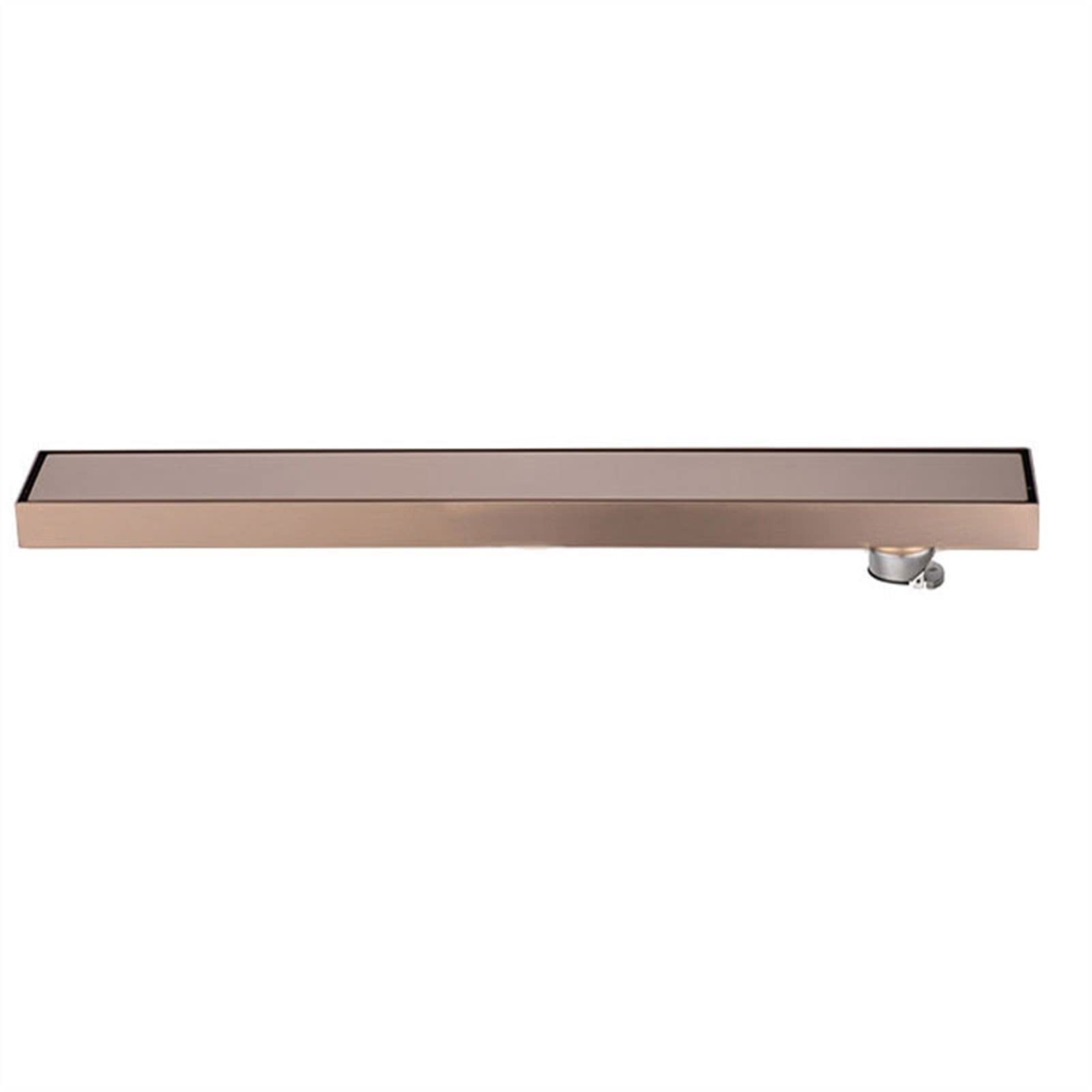 Rechteckige, lineare Duschrinne mit Fliesenrost und Haarsieb, roségoldene Ausführung, 80 cm (31,5 Zoll). Ideal für Moderne Badezimmer und einfache Installation.