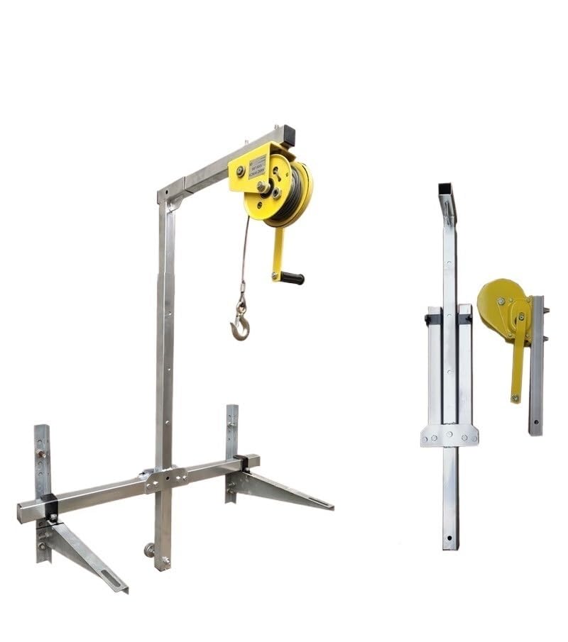 Air Conditioner Installation Tools, Self-Locking Manual Winch + Folding Hangers, 49FT Ropes, 220/330 Lbs Load Capacity MINGPING(220 lbs Folding Bracket+49FT Winch)