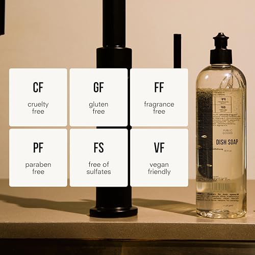 Image of Public Goods Natural Fragrance Free Dish Soap | Kitchen Soap | Plant-Based & Vegan Friendly | Clear Dish Detergent Liquid | Concentrated Formula | Made in USA | 16 Fl Oz