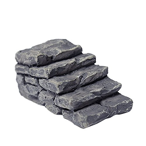 Gosear 2 Piezas Miniatura Piedra Pasarela Escalera Estilo de Jardín de Hadas/Casa de Muñecas Bricolaje Micro Paisaje Terrario Casa Decoración Adornos Accesorios,Negro 2#