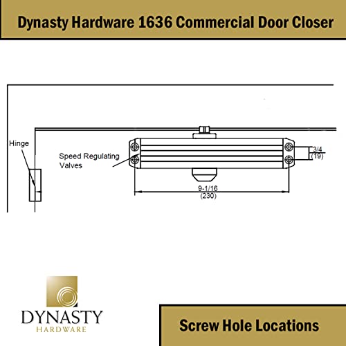 Dynasty Hardware Door Closer, Grade 1 Heavy Duty Commercial Hydraulic Closer, Self-Closing, Adjustable Spring Size 3-6, ADA Compliant, Surface Mount, Sprayed Duronotic Bronze, Series 1636