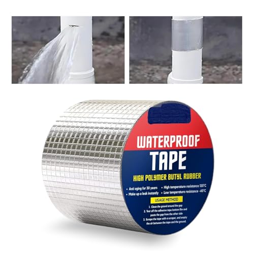 Image of KBZONE Super Strong Adhesive Waterproof Tape Permanent Repair Roof Water Leakage Solution Rubber Foil Suitable For Roof Leak, Surface Crack, Window Sill Gap, Boat Sealing, Tank Leak (10Cm*5M)