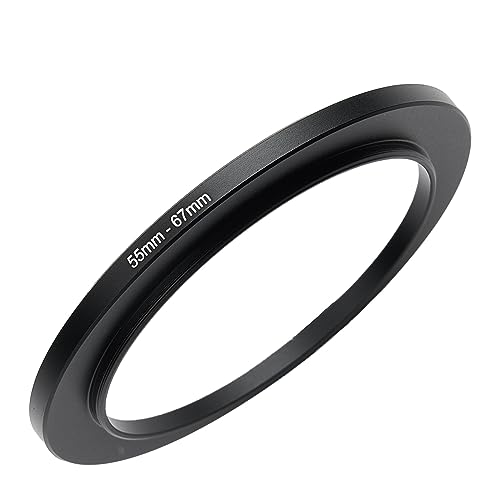 Image of 55mm to 67mm Step-up Adapter Rings Filter Adapter Black Metal Step Down Filter Ring Adapter Compatible with All Brand UV CPL ND Camera Lens Filter Stepping Rings (55mm-67mm)