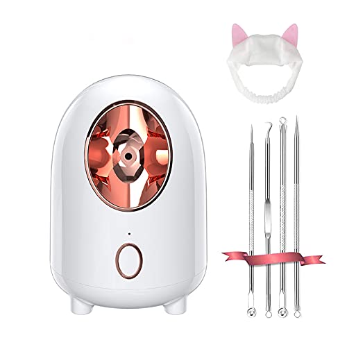 Facial Steamer, QIENSLY 240ML Nano Ionic Face Steamer for Home Face Spa Warm Mist Humidifier Steamer for Moisturizing Facial Deep Cleansing, Bonus Blackhead Remover Kit and Hair Band