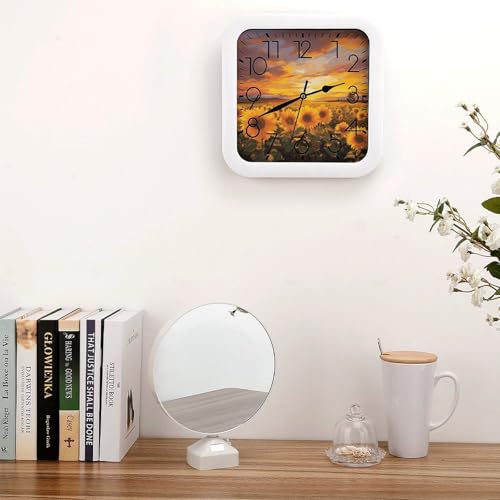 Horloge silencieuse sans tic-tac rétro vintage style champêtre carré - 5
