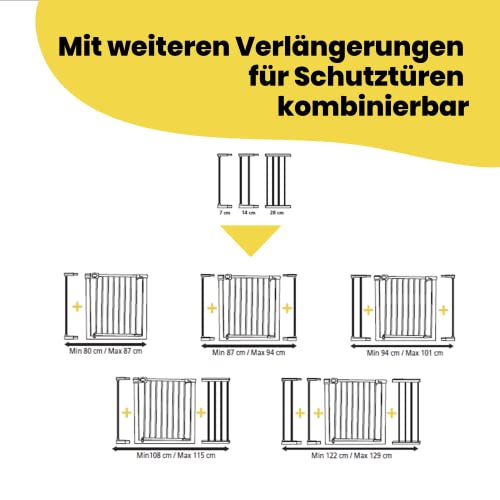 Safety 1st Easy Close Metal 7cm Gittererweiterung, kein Bohren, leicht montierbare Erweiterung zu Türschutzgitter, Erweiterung für Treppenschutzgitter ohne Bohren für Babygitter, Weiß