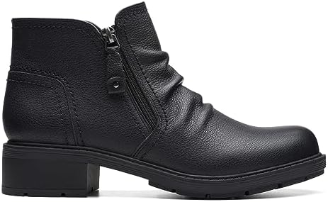 Clarks Women's Hearth Dove Ankle Boot, Black Leather, 9 | Image 1