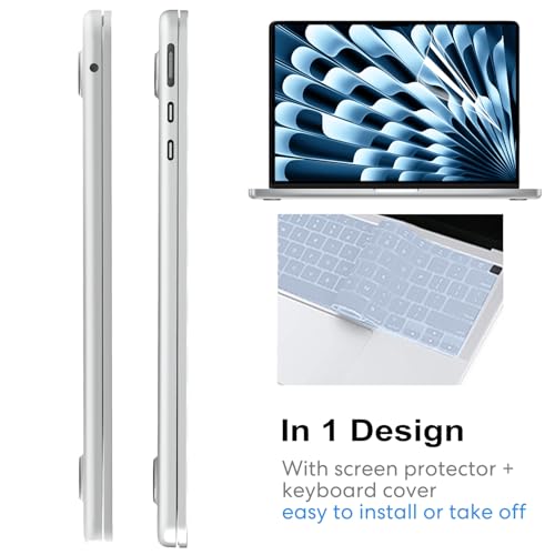 Image of AKIT Matte Case for MacBook Air 15 Inch M5 M4 M3 M2 2026-2023, Air Blue | A3448 A3241 A3114 A2941, Solid Color Design, Ultra-Thin, Protective Hard Shell, Anti-Scratches&Fingerprints, Easy Take On