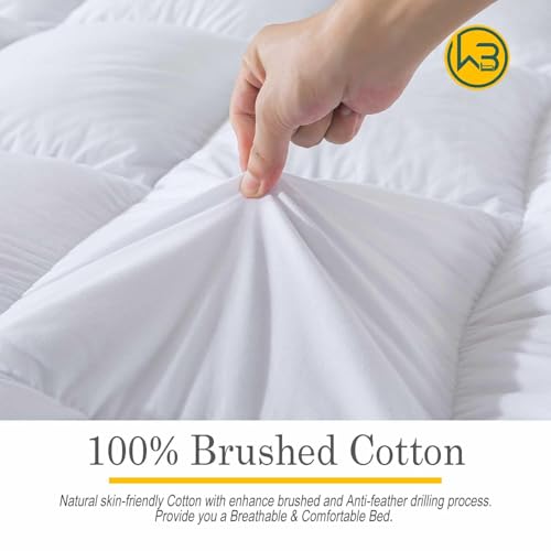WhatsBedding 5 Inch Feather Bed Mattress Topper,Duck Feather Memory Foam Mattress Topper, Thickened Topper Layer, Full, 54x75 inches