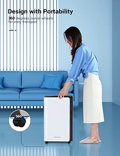 50 Pint Dehumidifier For Home Basement, Concho 4500 Sq.ft Dehumidifier With Drain Hose For Basements, Living Room, Office, Auto/Manual Drainage, Washable Air Filters, 3 Working Modes, 24Hr Timer #TOP6