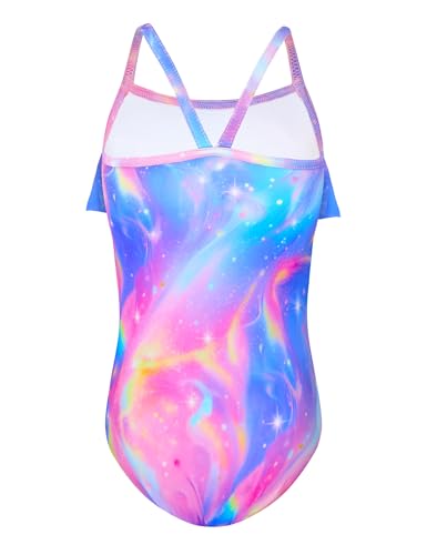 Girls Swimsuit One Piece Ruffles Bathing Suit Kids' Swimwear Quick Dry Summer Beach for 2-14Y2