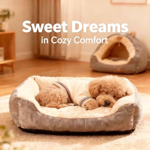 Image of Small /Medium Dog Sweater, Warm Dog Winter Coat w /Sleeves, Comfortable High Neck & Leash Hole, Premium Dog Clothes for Mini Poodle-Best for Holidays, Daily Walks S White