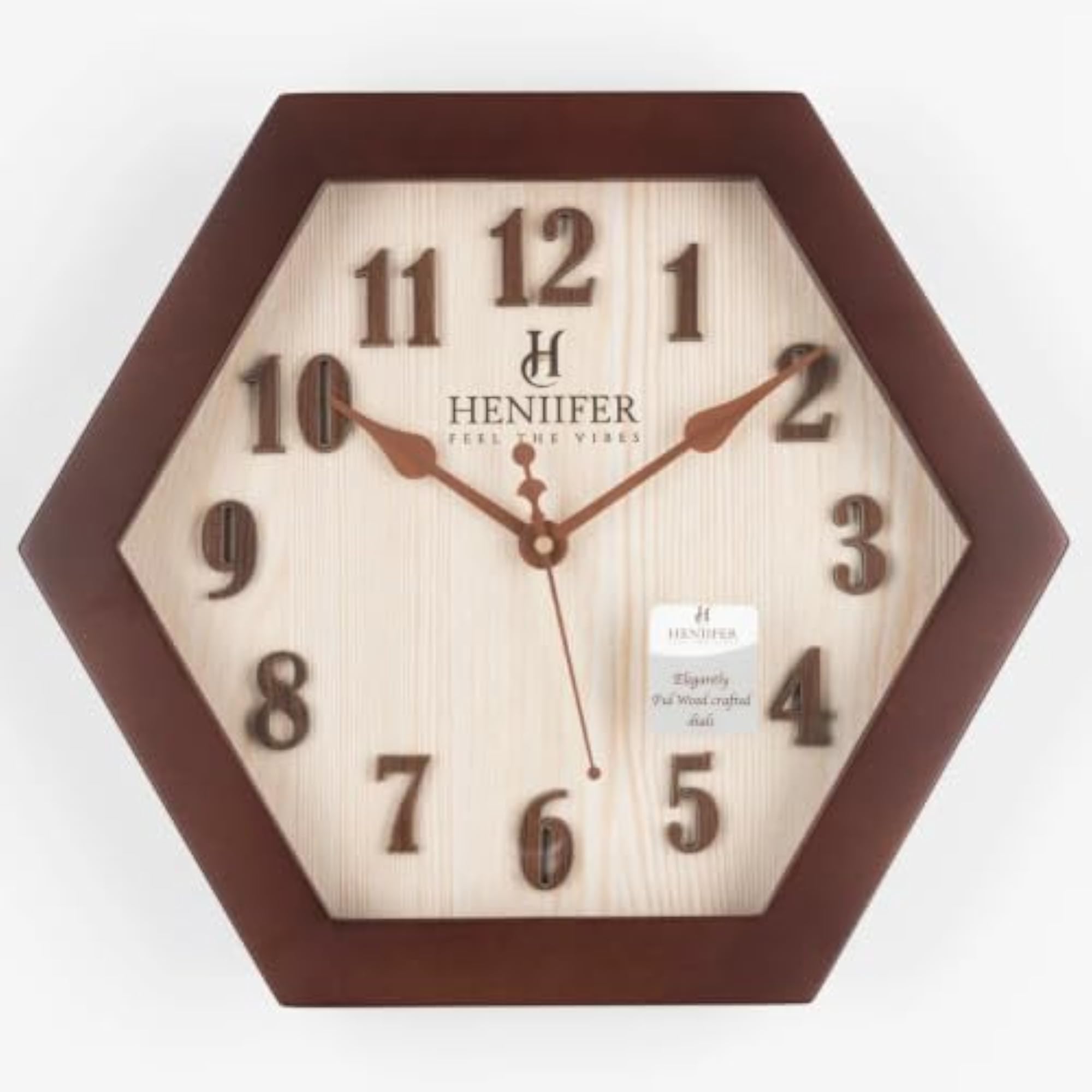 Maha Vastu Hexagonal Wooden Wall Clock 12 Inch
