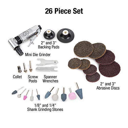 Sunex Tools Sx264K, 1/4 Inch Drive Mini Right Angle Air Die Grinder Kit With Speed Regulator, Safety Throttle, Ball Bearing Construction, And Storage Case, 20000 Rpm #TOP1