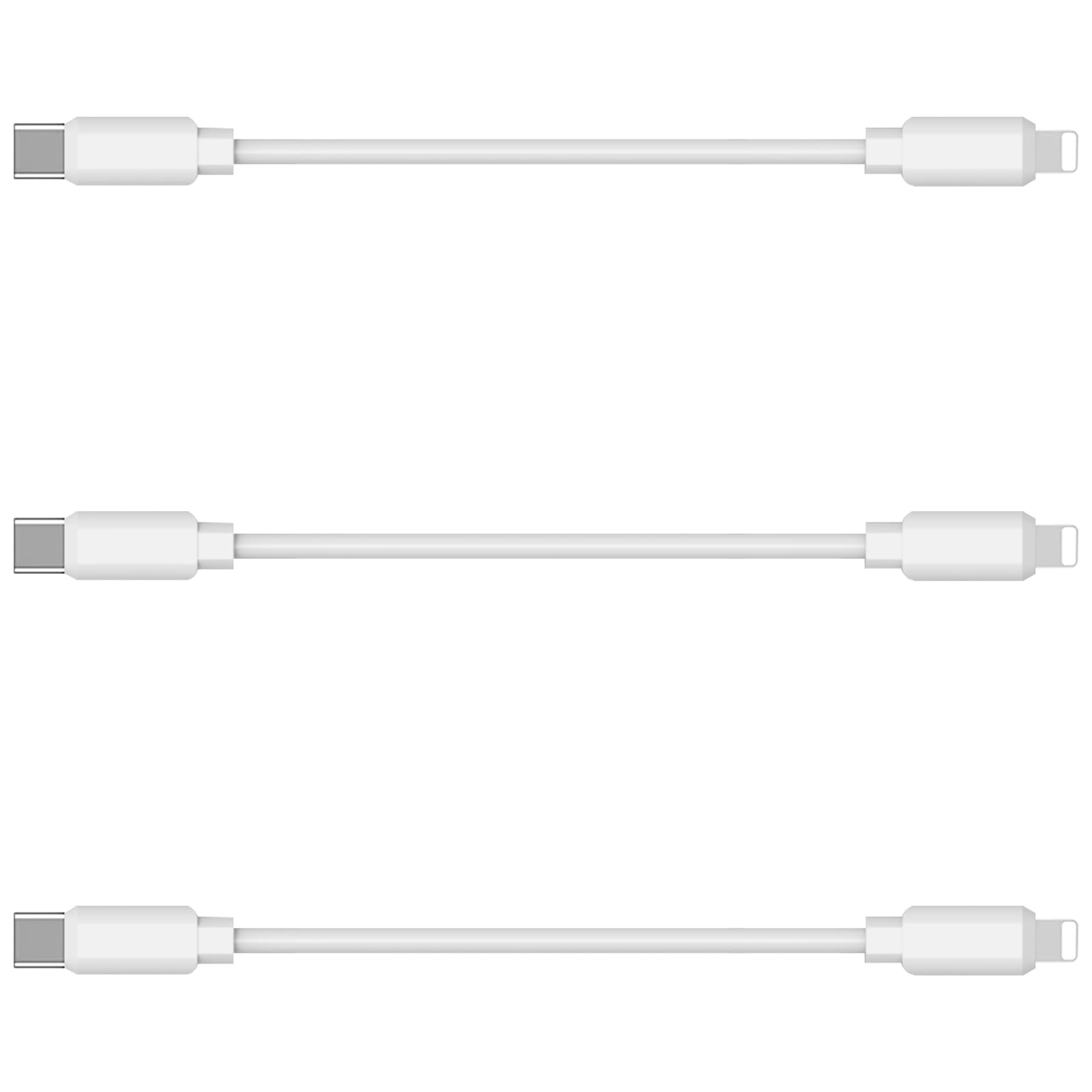 MSTJRY 3 Pack 10 Inch Short lPhone Cord to USB-C, 20W Fast Charging Cable Fast Charging Station, White