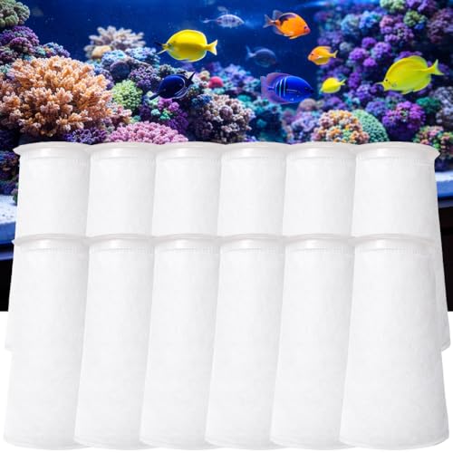 Image of Filter Sock 4 Inch Ring, Filter Socks for Saltwater Aquarium by 9 Inch Long, 200 Micron Aquarium Filter Sock for Fish Tank Sump Saltwater Freshwater Aquariums (12 Pack)