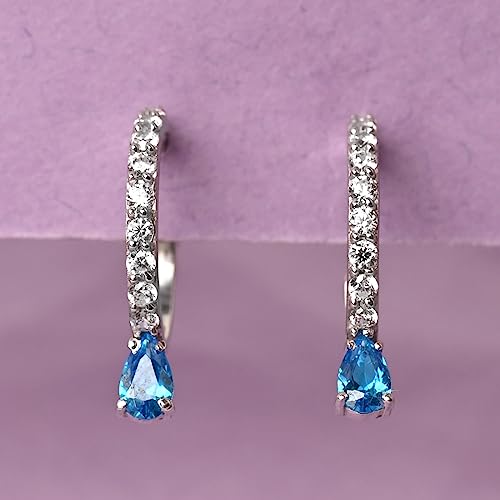 Image of CLARA 925 Sterling Silver Hoop Bali Earrings | Platinum Plated | Daily Wear |Gift for Women and Girls