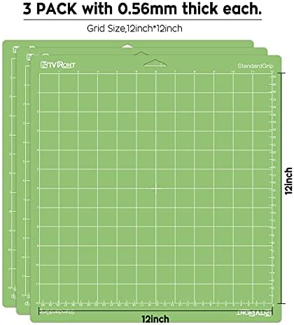 HTVRONT Standard Grip Cutting Mat for Cricut, 3 Pack Cutting Mat 12x12 for Cricut Explore Air 2/Air/One/Maker,Standard Grip Cutting Mats Replacement Accessories for Cricut